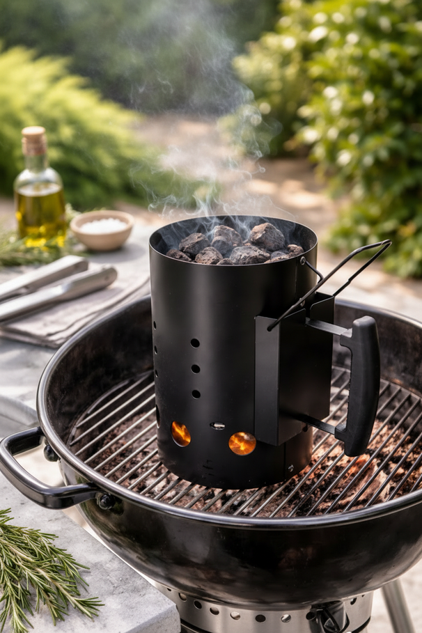 Cookinglife Iniciador de Briquetas para BBQ Fire & Flavour 30.5 cm - Metal Resistente al Calor Negro