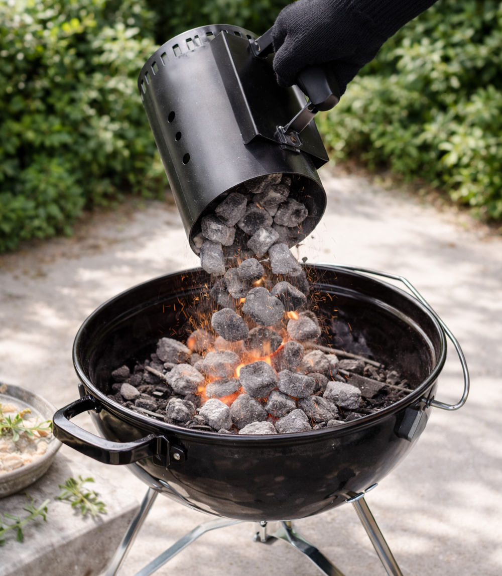 Cookinglife Iniciador de Briquetas para BBQ Fire & Flavour 30.5 cm - Metal Resistente al Calor Negro