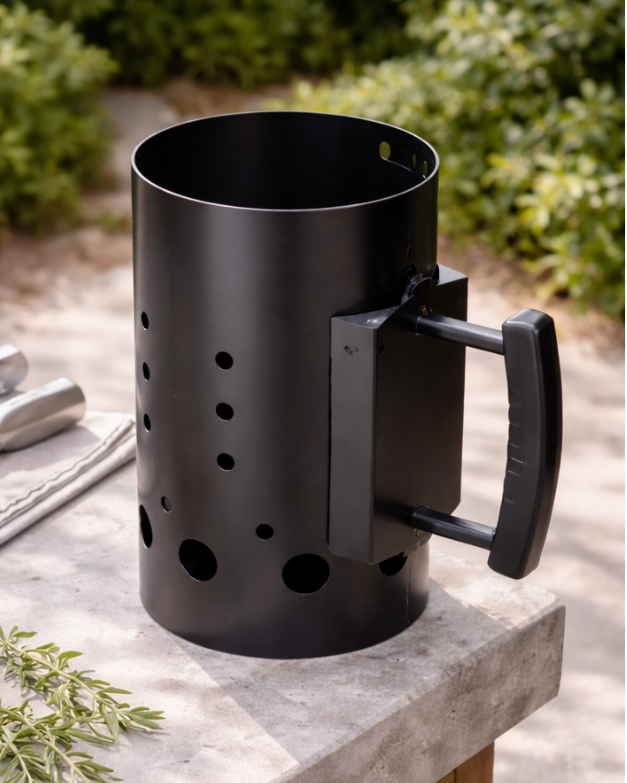 Cookinglife Iniciador de Briquetas para BBQ Fire & Flavour 30.5 cm - Metal Resistente al Calor Negro