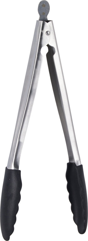 Cookinglife Pinza para BBQ Fire & Flavour Acero Inoxidable 32 cm - Herramienta BBQ con Mango Negro
