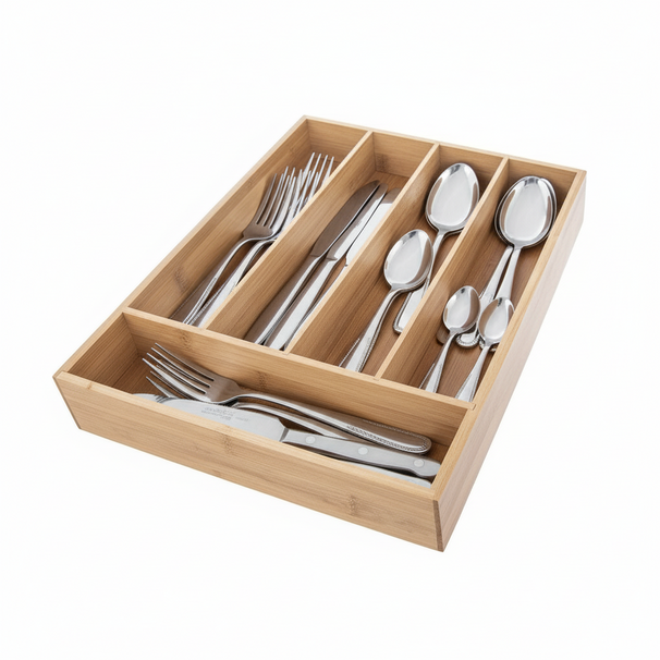 Cookinglife Organizador de Cubiertos Bambú 35 x 26 x 5 cm