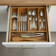 Cookinglife Organizador de Cubiertos Bambú 35 x 26 x 5 cm