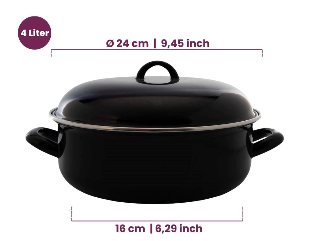 Cookinglife Cazuela con tapa - Esmalte - Cocina - ø 24 cm / 4 Litros - capa antiadherente esmaltada
