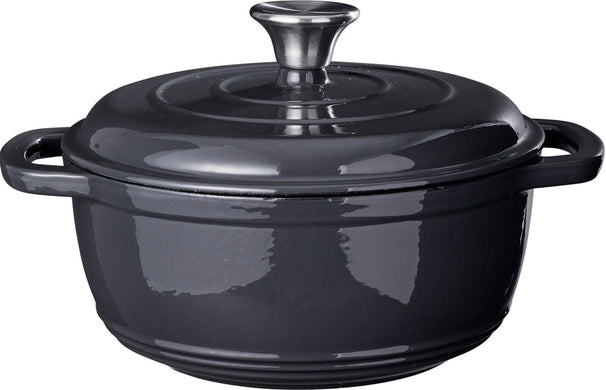 Cookinglife Cazuela con Tapa - Heritage Fundición de Hierro - Gris - ø 22 cm / 2.4 Litros - recubrimiento esmaltado antiadherente