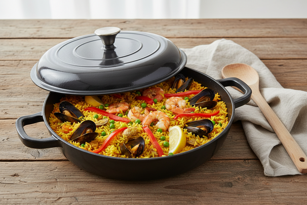 Cookinglife Cazuela con Tapa - Heritage Fundición - Hierro Fundido - Gris - ø 30 cm / 2.6 Litros - recubrimiento esmaltado antiadherente