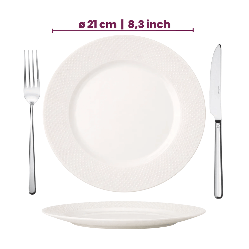 Cookinglife Platos de Desayuno / Postre - CampVibe - Exterior - Plástico - Irrompibles - Blanco ø 21 cm - 4 piezas