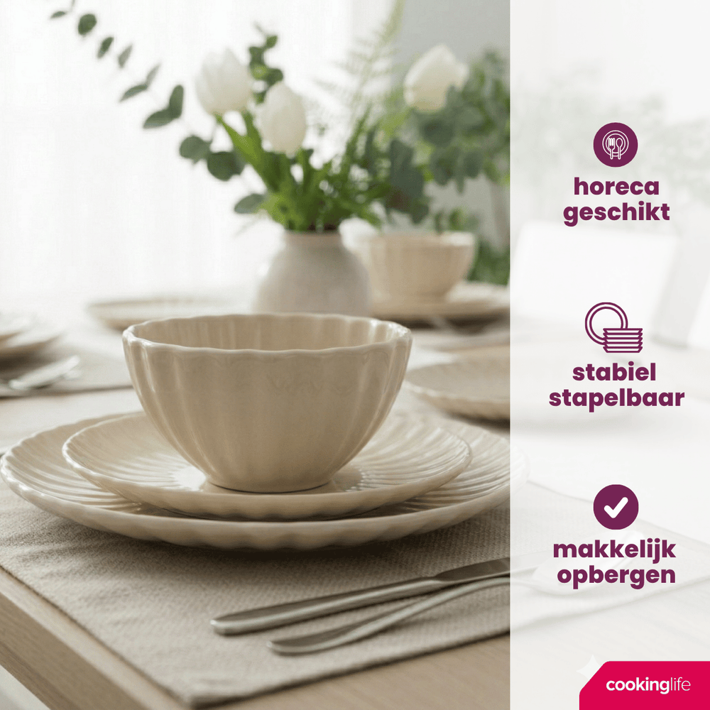 Cookinglife Platos para desayuno / Platos para postre Cardida Beige ø 19.5 cm - 6 piezas