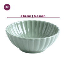 Cookinglife Juego de vajilla Cardida Verde 18 piezas / 6 personas - 6 platos para cena, 6 platos para desayuno y 6 tazones