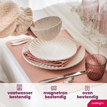 Cookinglife Juego de vajilla Flower Blanco 18 piezas / 6 personas - 6 platos llanos, 6 platos de postre y 6 cuencos