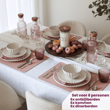 Cookinglife Juego de vajilla Flower Blanco 18 piezas / 6 personas - 6 platos llanos, 6 platos de postre y 6 cuencos