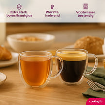 Cookinglife Vasos de café / té de doble pared con asa 280 ml - 2 unidades