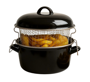 Sartén para buñuelos Cookinglife - Freidora - Olla para asar - Esmalte - con cesta - ø 24 cm / 4 litros - recubrimiento esmaltado antiadherente