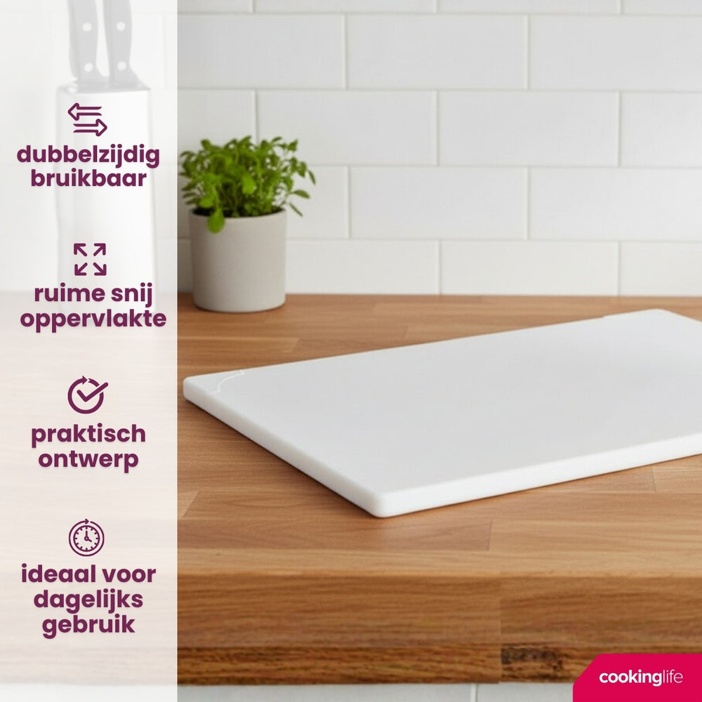 Cookinglife Tabla de cortar HACCP Blanca 45 x 30 cm - para lácteos y pan