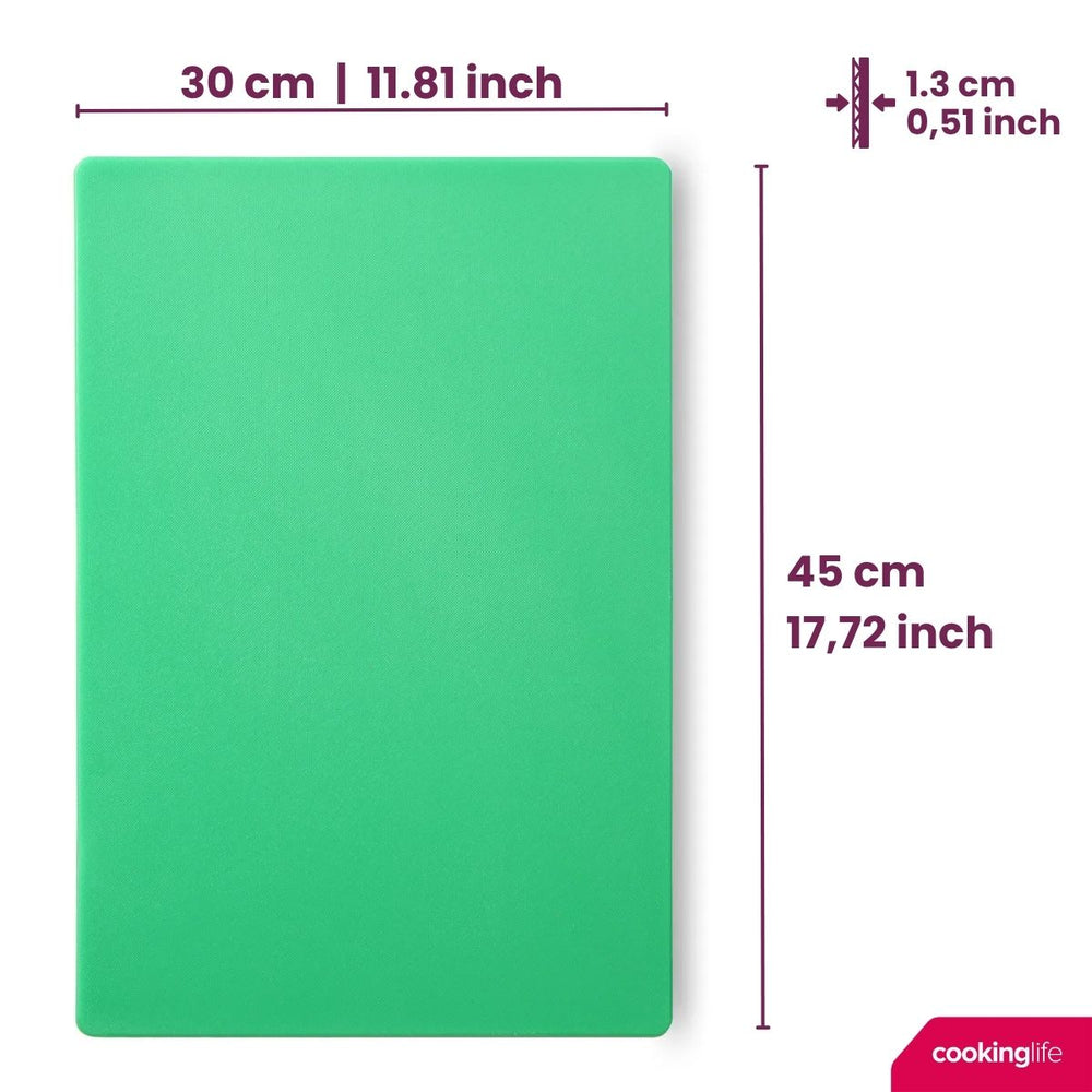 Cookinglife Tabla de cortar HACCP Verde 45 x 30 cm - para verduras y frutas