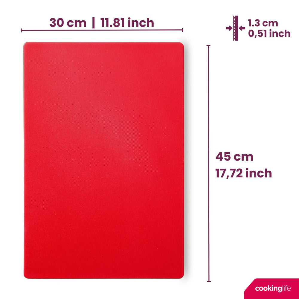 Cookinglife Tabla de cortar HACCP Roja 45 x 30 cm - para carne
