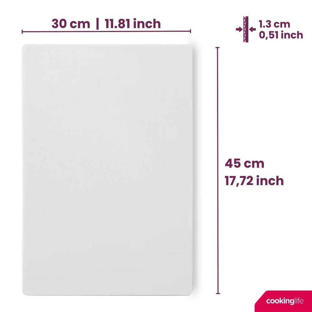 Cookinglife Tabla de cortar HACCP Blanca 45 x 30 cm - para lácteos y pan