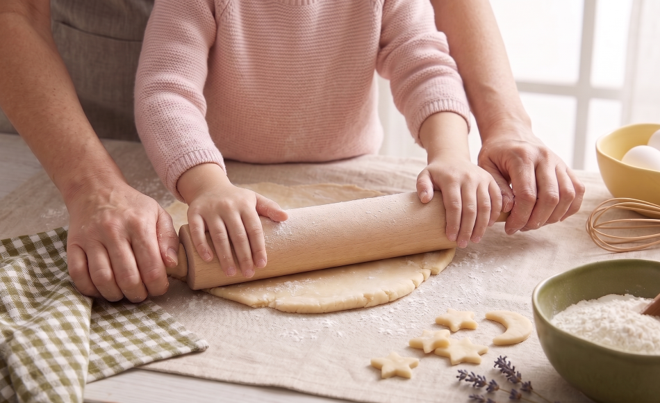 Cookinglife Rodillo para Masa de Madera de Haya 43.5 cm - con rodamientos de bolas
