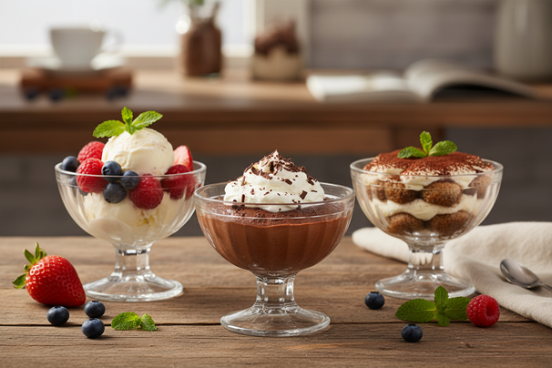Cookinglife Copas de Cristal para Helado 200 ml - 3 unidades - Ideal para Helados y Postres