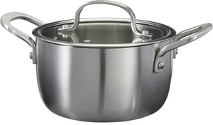 Cookinglife Olla con Tapa de Vidrio Signature Steel - Acero Inoxidable - ø 16 cm / 1.2 Litros - apta para todas las fuentes de calor