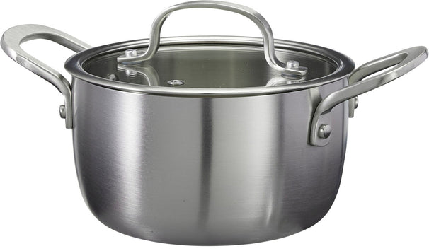 Cookinglife Olla con Tapa de Vidrio Signature Steel - Acero Inoxidable - ø 16 cm / 1.2 Litros - apta para todas las fuentes de calor