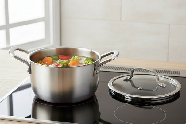 Cookinglife Olla con Tapa de Vidrio Signature Steel - Acero Inoxidable - ø 16 cm / 1.2 Litros - apta para todas las fuentes de calor