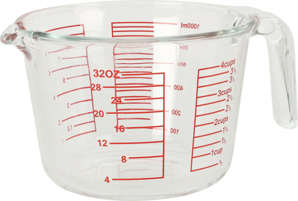 Cookinglife Vaso Medidor de Vidrio Borosilicato 1 Litro - Medir Líquidos e Ingredientes