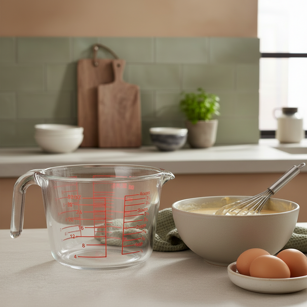 Cookinglife Vaso Medidor de Vidrio Borosilicato 1 Litro - Medir Líquidos e Ingredientes