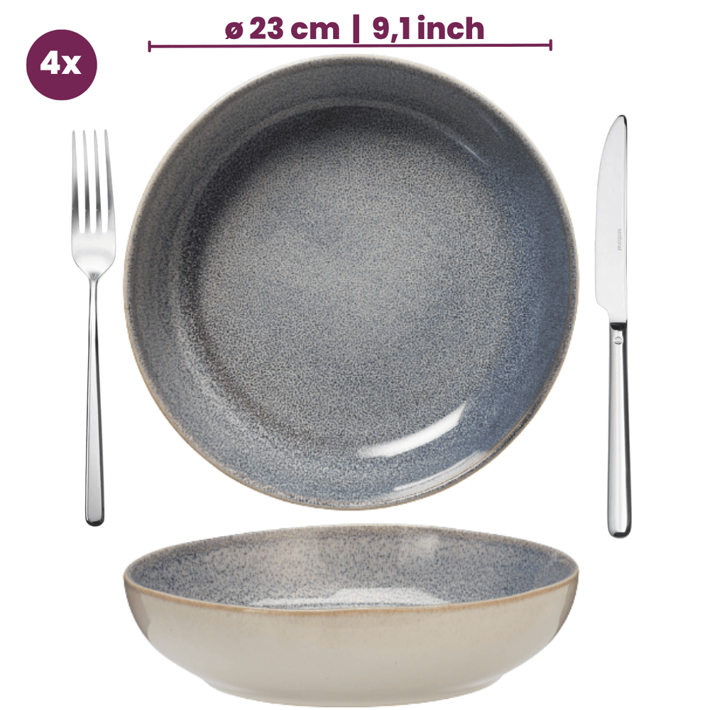 Cookinglife Platos Profundos / para Pasta Serene Blue ø 23 cm - Cerámica - 4 piezas