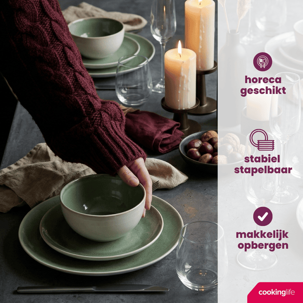 Cookinglife Platos de Desayuno / Postre Serene Green ø 20 cm - Cerámica - 4 piezas