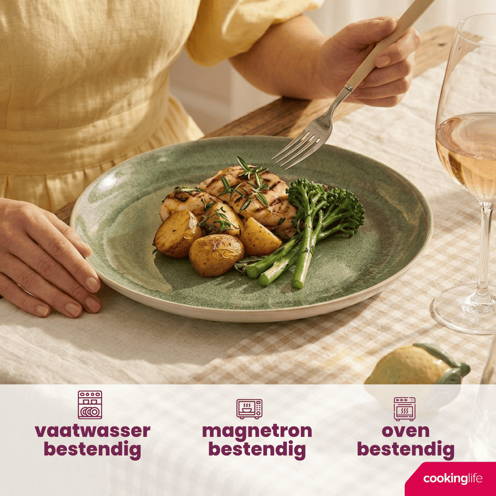 Cookinglife Platos de Cena Serene Green ø 28 cm - Cerámica - 4 piezas