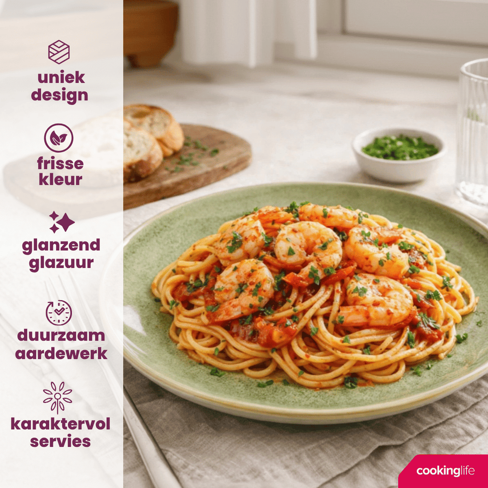 Cookinglife Platos de Cena Serene Green ø 28 cm - Cerámica - 4 piezas