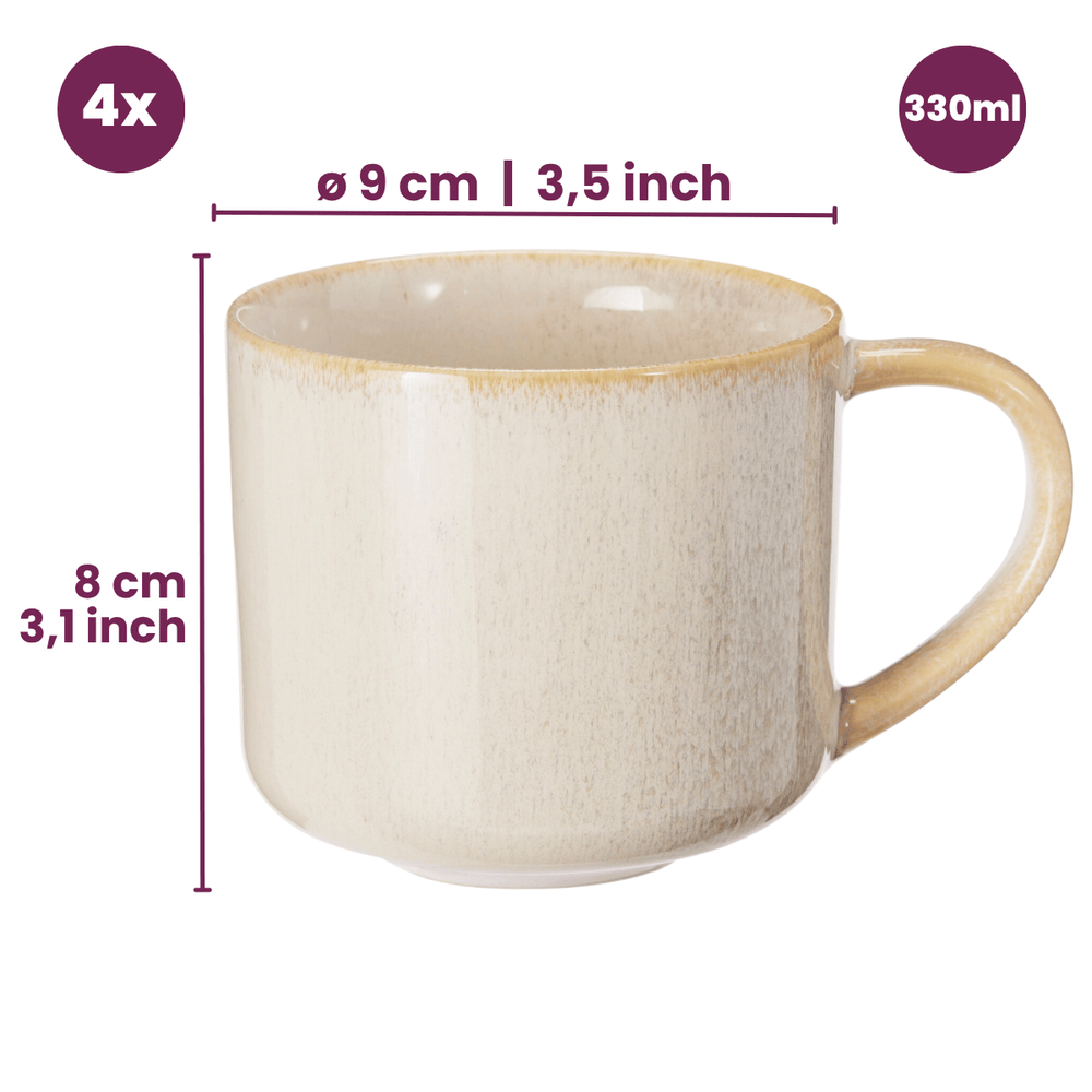 Tazas de Café Serene Arena 330 ml Cookinglife - Cerámica - 4 piezas