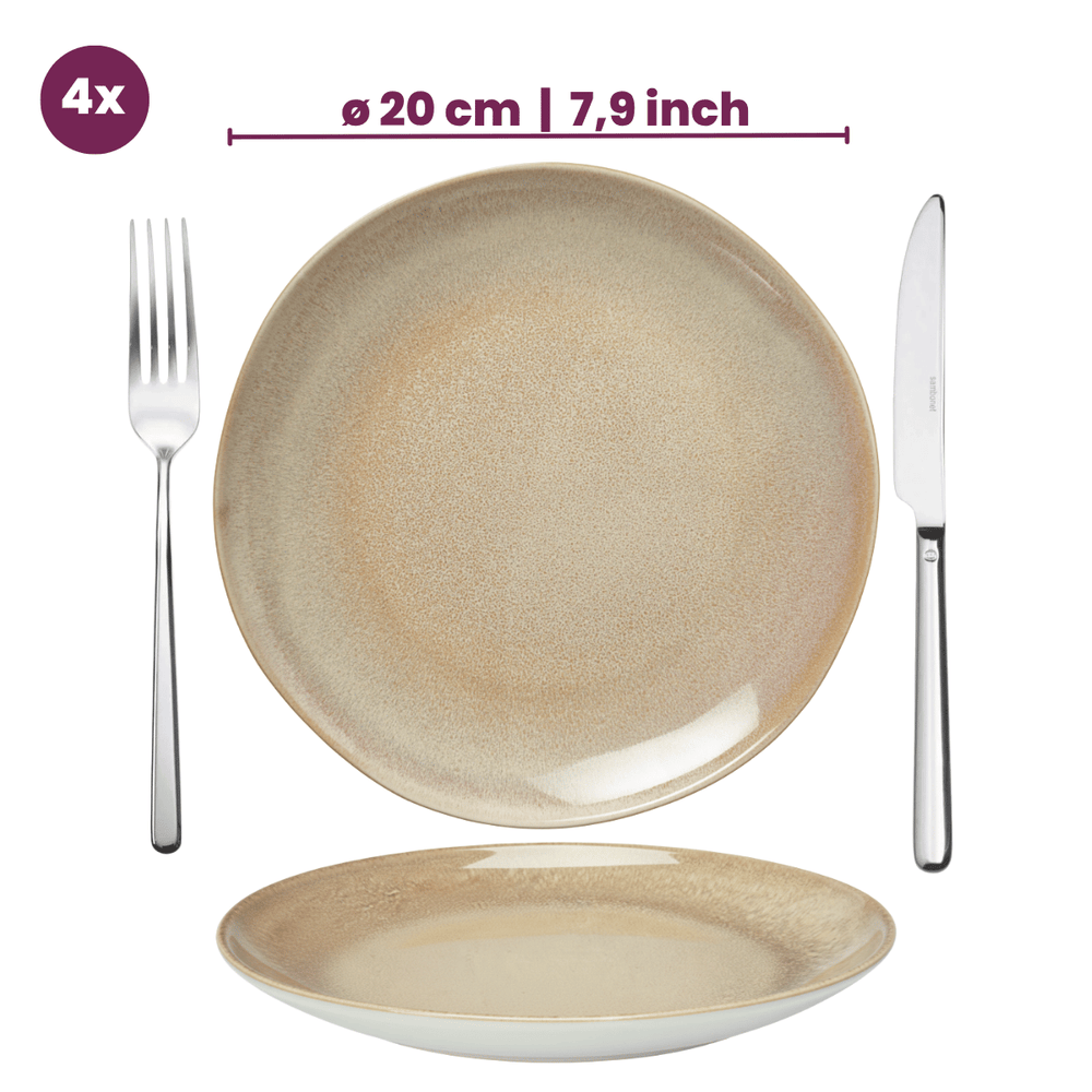Cookinglife Platos de desayuno / Platos de postre Serene Arena ø 20 cm - Cerámica - 4 piezas