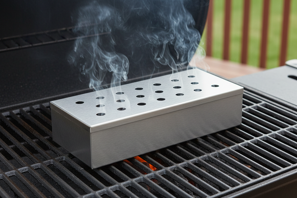 Cookinglife Caja Ahumadora Fire & Flavour Acero Inoxidable 25 cm - Caja para Ahumar para BBQ y Parrilla