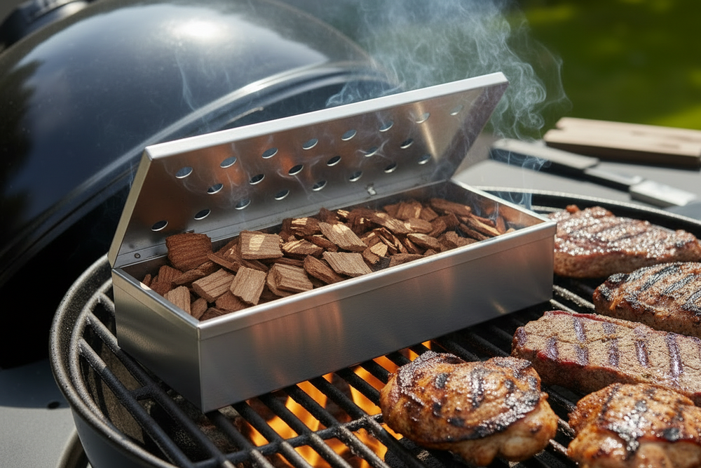 Cookinglife Caja Ahumadora Fire & Flavour Acero Inoxidable 25 cm - Caja para Ahumar para BBQ y Parrilla