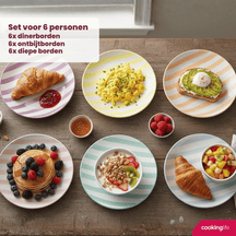 Cookinglife Juego de vajilla Spring Vibes 18 piezas / 6 personas - 6 platos llanos, 6 platos de desayuno y 6 platos hondos
