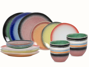 Juego de vajilla Studio Tavola Fire 24 piezas / 6 personas - 6 platos llanos, 6 platos para desayuno, 6 cuencos y 6 cuencos pequeños