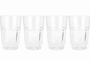 Cookinglife Vasos de agua 500 ml de vidrio - Set apilable de 4 vasos para bebidas