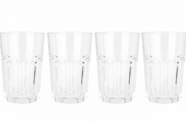 Cookinglife Vasos de agua 500 ml de vidrio - Set apilable de 4 vasos para bebidas