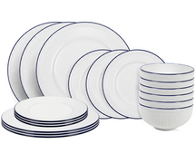 Cookinglife Juego de vajilla Whitmore 18 piezas / 6 personas - 6 platos de cena, 6 platos de desayuno y 6 cuencos
