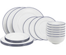 Cookinglife Juego de vajilla Whitmore 18 piezas / 6 personas - 6 platos de cena, 6 platos de desayuno y 6 cuencos