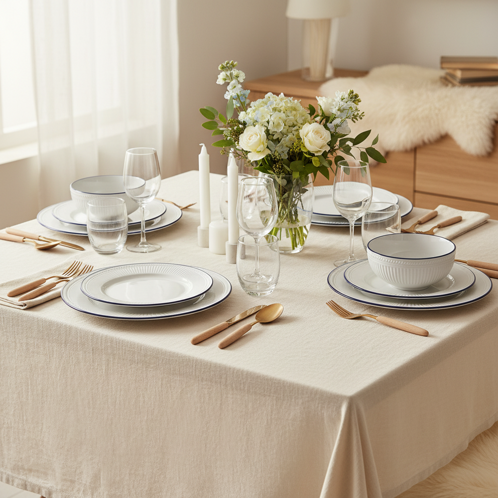 Cookinglife Juego de vajilla Whitmore 24 piezas / 6 personas - 6 platos de cena, 6 platos de desayuno, 6 platos hondos y 6 cuencos