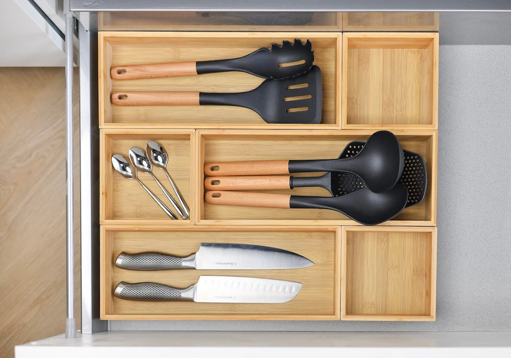 Set de utensilios de cocina Cookinglife - set de cocina - madera negra 4 piezas - espumadera, cucharón para sopa, espátula y cucharón para servir
