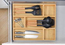 Set de utensilios de cocina Cookinglife - set de cocina - madera negra 4 piezas - espumadera, cucharón para sopa, espátula y cucharón para servir