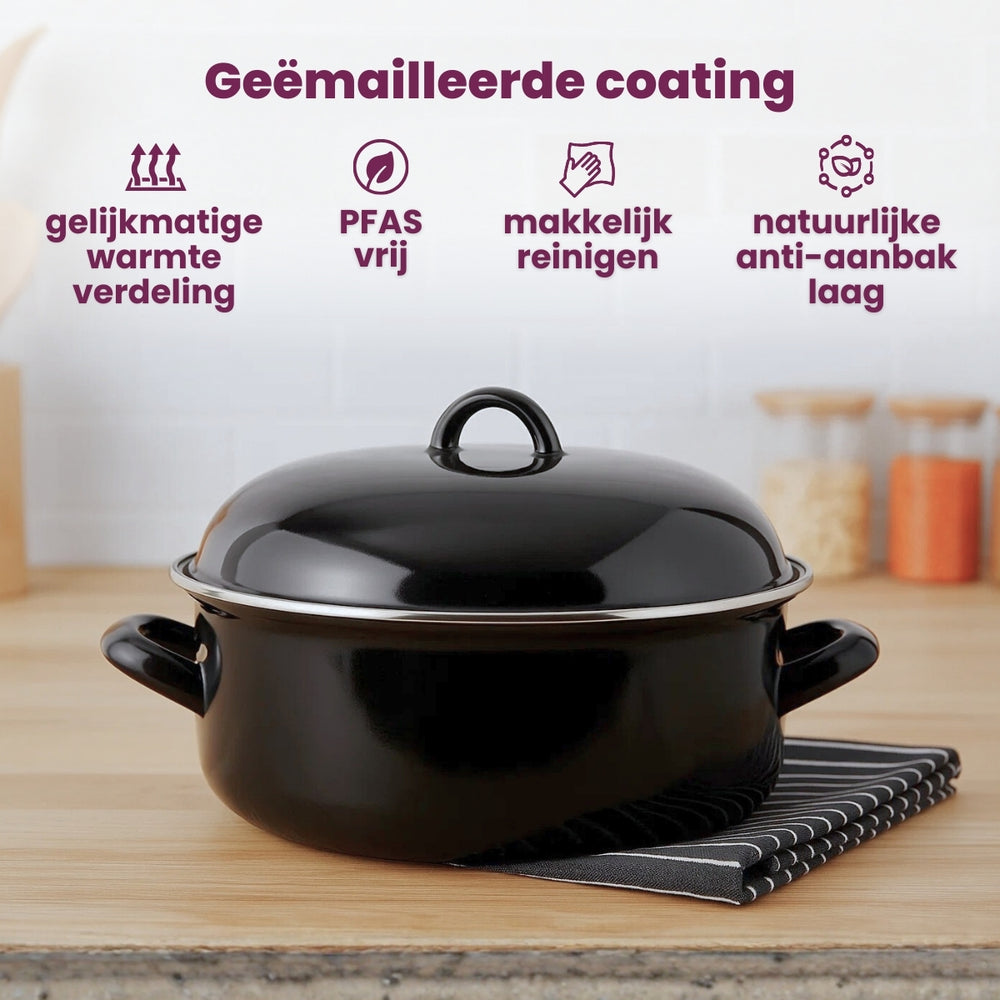 Cookinglife Cazuela con tapa - Esmalte - Cocina - ø 22 cm / 2 Litros - capa antiadherente esmaltada