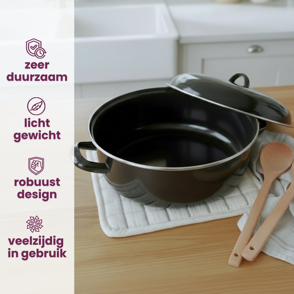Cookinglife Cazuela con tapa - Esmalte - Cocina - ø 22 cm / 2 Litros - capa antiadherente esmaltada