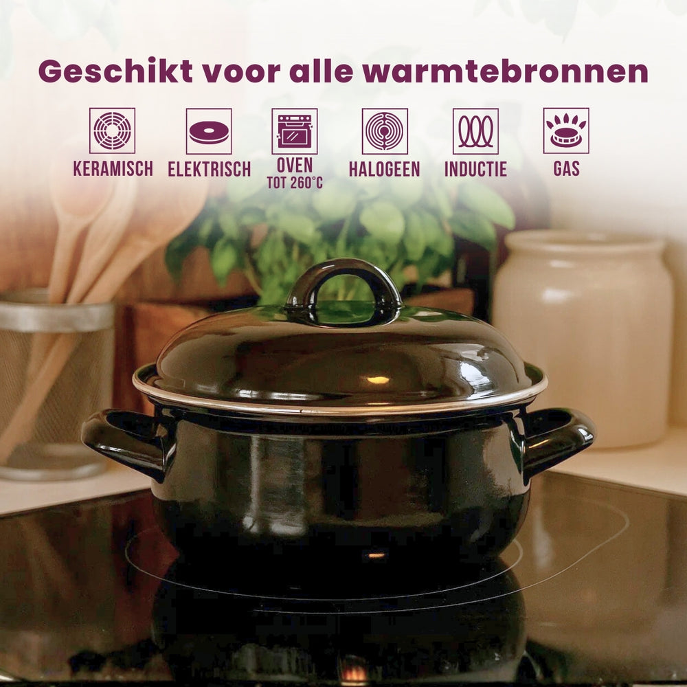 Cookinglife Cazuela con tapa - Esmalte - Cocina - ø 22 cm / 2 Litros - capa antiadherente esmaltada