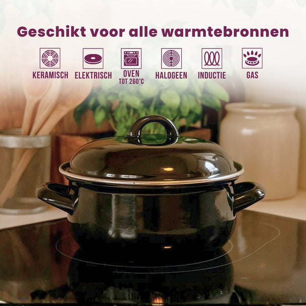 Cookinglife Cazuela con tapa - Esmalte - Cocina - ø 22 cm / 2 Litros - capa antiadherente esmaltada