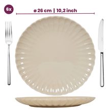 Cookinglife Juego de vajilla Cardida Beige 18 piezas / 6 personas - 6 platos para cena, 6 platos para desayuno y 6 tazones