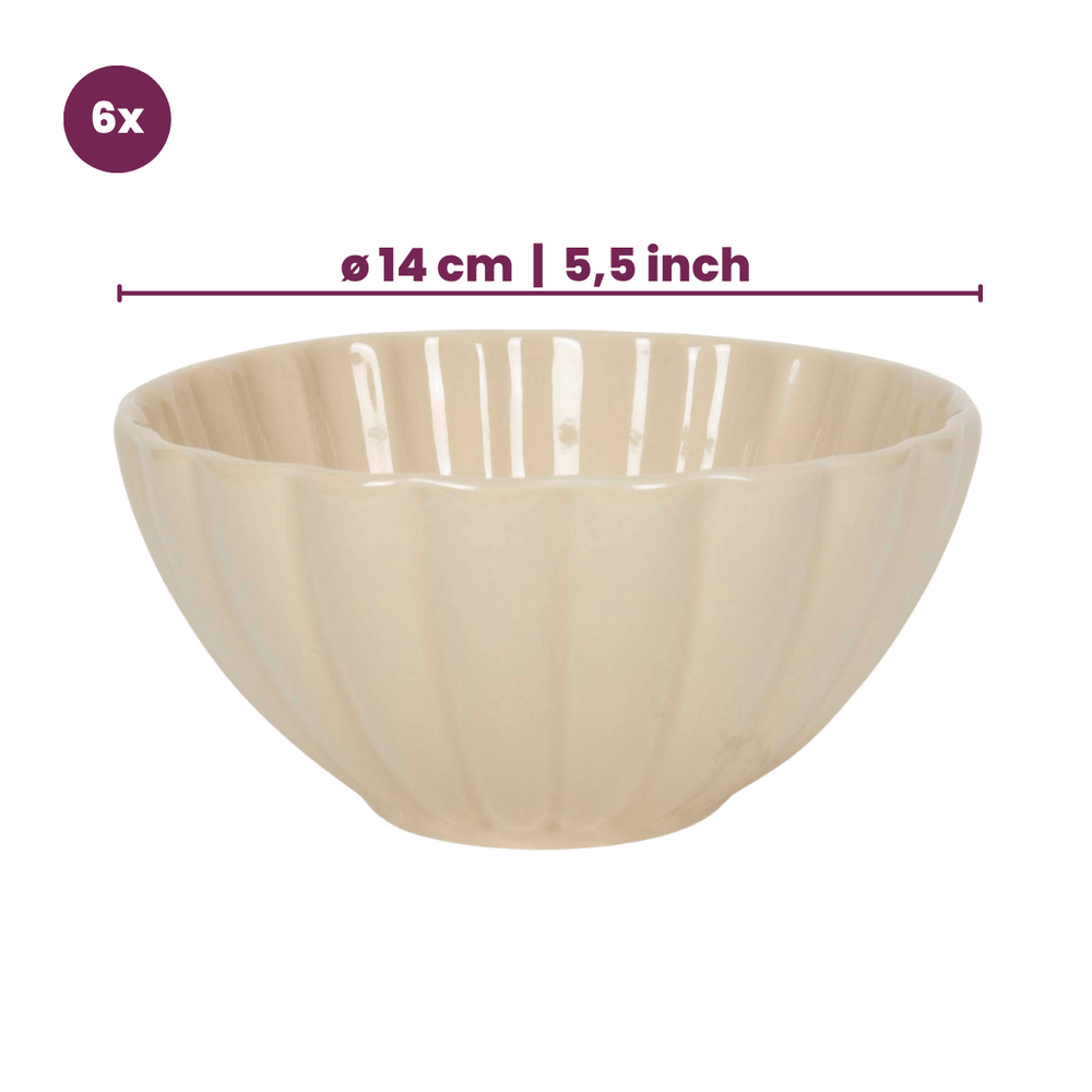 Cookinglife Juego de vajilla Cardida Beige 18 piezas / 6 personas - 6 platos para cena, 6 platos para desayuno y 6 tazones